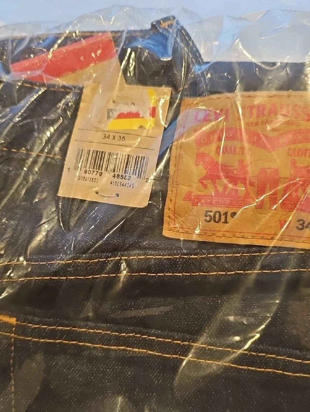 Levi's Men's 501 Original Fit Straight Fit Jean - Stretch, 34 36, Blue NWT